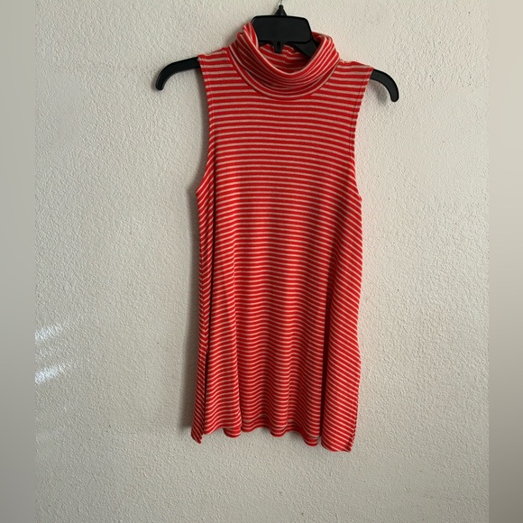 Puella Orange Striped Turtleneck Swing Top Sleeveless Tunic S - Picture 9 of 14